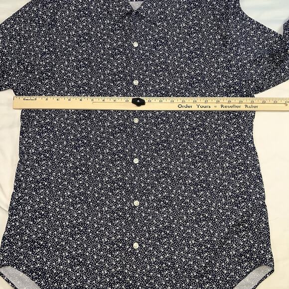 Bonobos Performance Shirt Mens Size L Blue Flora Slim Fit Nylon Blend Button L/S - Picture 9 of 13